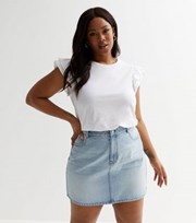 New Look Curves White Frill Sleeve T-Shirt
